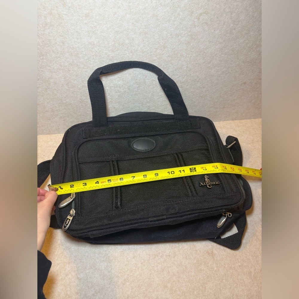 Atlantic Black Travel Shoulder Computer Laptop Electronic Bag 3 Zipper Pockets - Picture 8 of 9